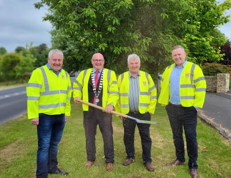 Turning the first sod on the construction of the Lifford-Castlefinn Greenway: Pictured L-R Cllr. Martin Harley, Cllr. Patrick McGowan Cathaoirleach of Lifford-Stranorlar Municipal District, Cllr. Gerry Crawford and Cllr. Gary Doherty